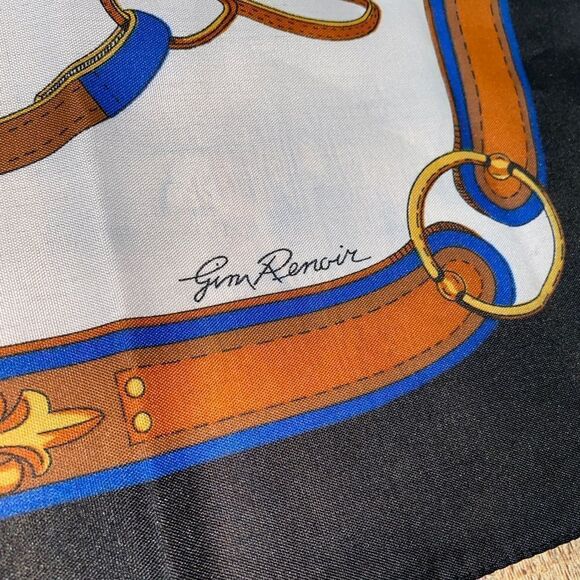 Gim Renoir vintage scarf equestrian print - Picture 3 of 10
